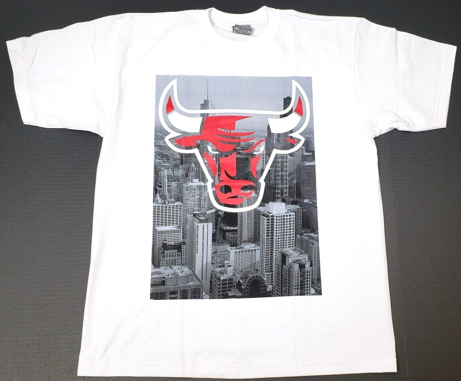 Chicago City T-shirt Chi Town Windy City Bulls Tee Men s White New XL