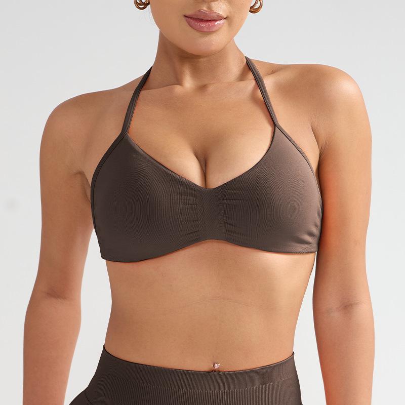 Dfyne Stoßfester Neckholder-Sport-BH mit Brustpolster - High-Intensity-Yoga-Camisole für Damen
