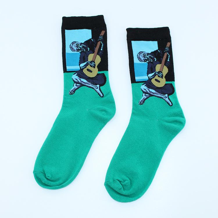 Chaussettes Femmes Drôles Mignonnes Dessin Animé Fruits Avocat Œuf Peinture à l'Huile Van Gogh Rayures Heureux Japonais Harajuku Chaussettes de Skateboard
