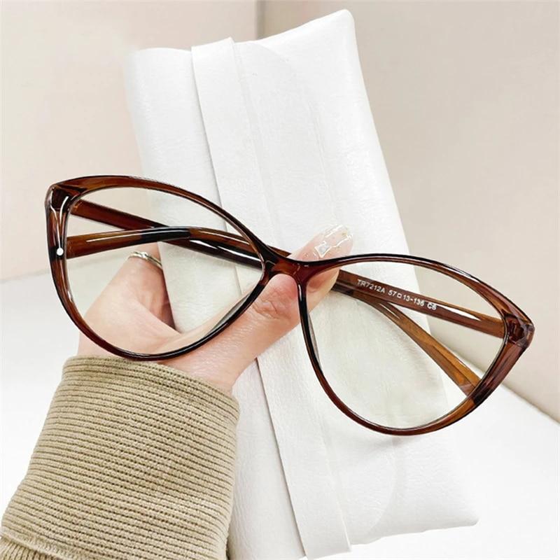 Retro Transparent Computer Glasses Frame Women Men Anti Blue Light Oval Glasses Blackout Glasses Optical Glasses Lenses