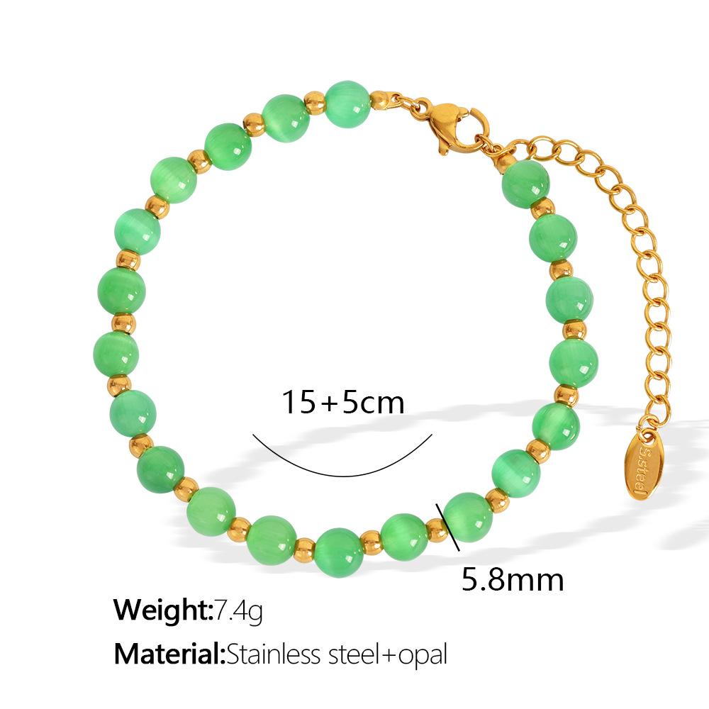 Popular Multi-Color Opal Beaded Titanium Steel Necklace Light Luxury Elegant Temperament Collarbone Chain Jewelry