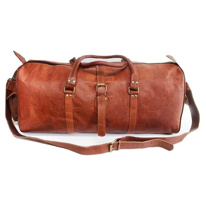 

Leather Bag Gym Travel Luggage Duffel Weekend Overnight Vintage Genuine Big 30 x 11 x 11 in