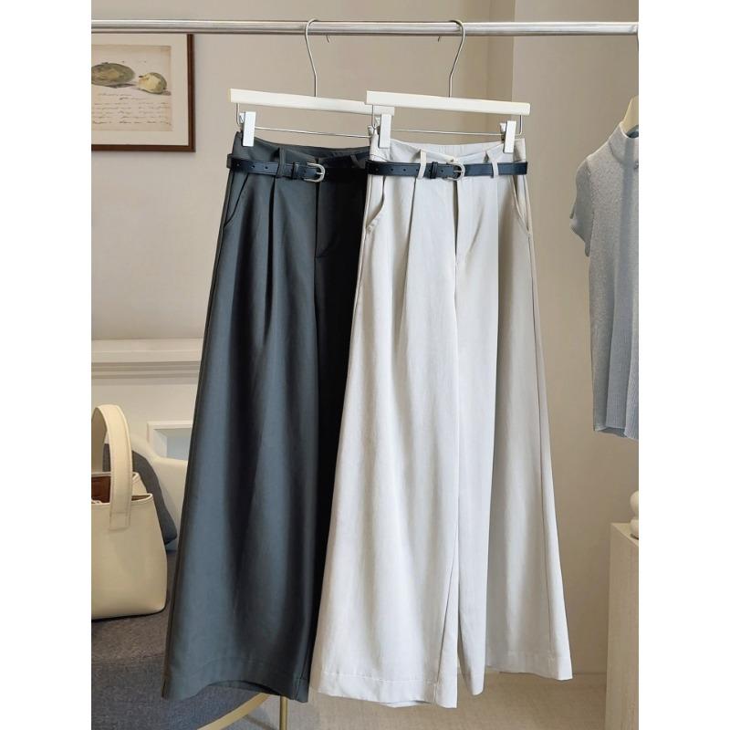 

Универсальные повседневные брюки прямого кроя с высокой посадкой для женщин, весна и осень, свободные и облегающие, с подвеской, широкие брюки-костюм длинные L абрикосовый