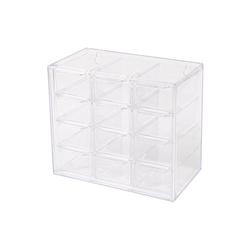 Boîte de rangement transparente à neuf compartiments, six compartiments, anti-poussière, pour papeterie, bijoux, cosmétiques, étudiants