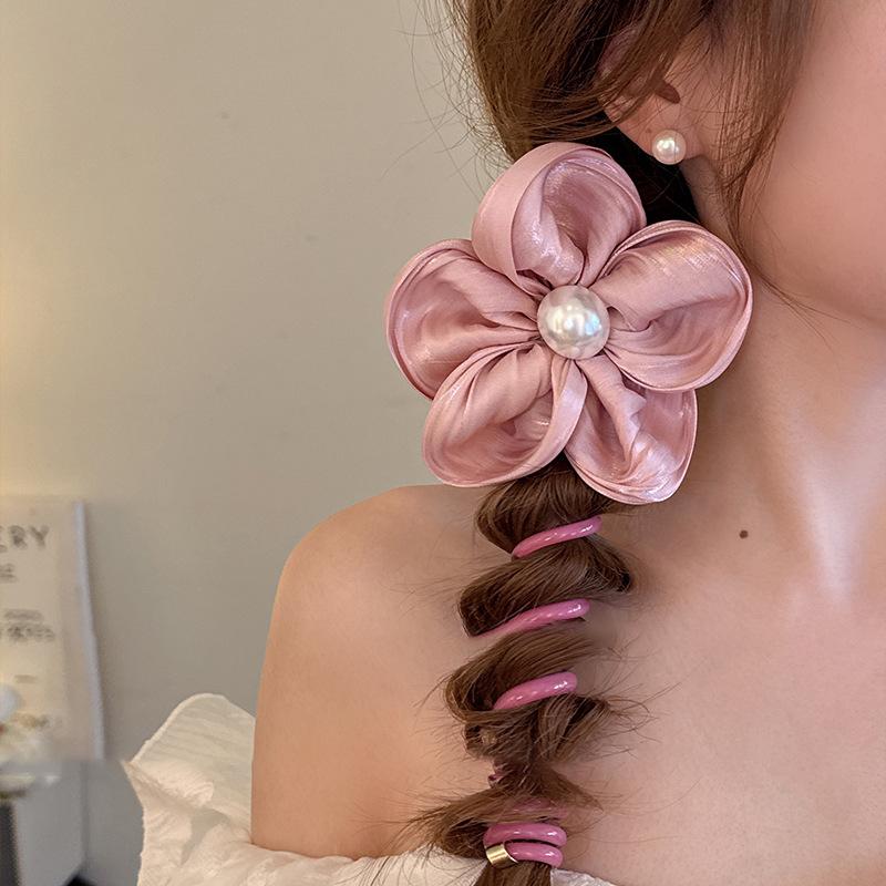 Spring atmosphere~ flower phone line hair band fashion ins wind sweet headband niche design braided hair artifact hair accessories