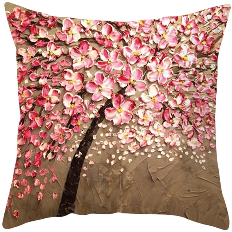 Oil Painting Tree Cushion Cover for Sofa Livingroom Pillow Case Home Decoration % Polyester Vintage Throw Pillow Cover