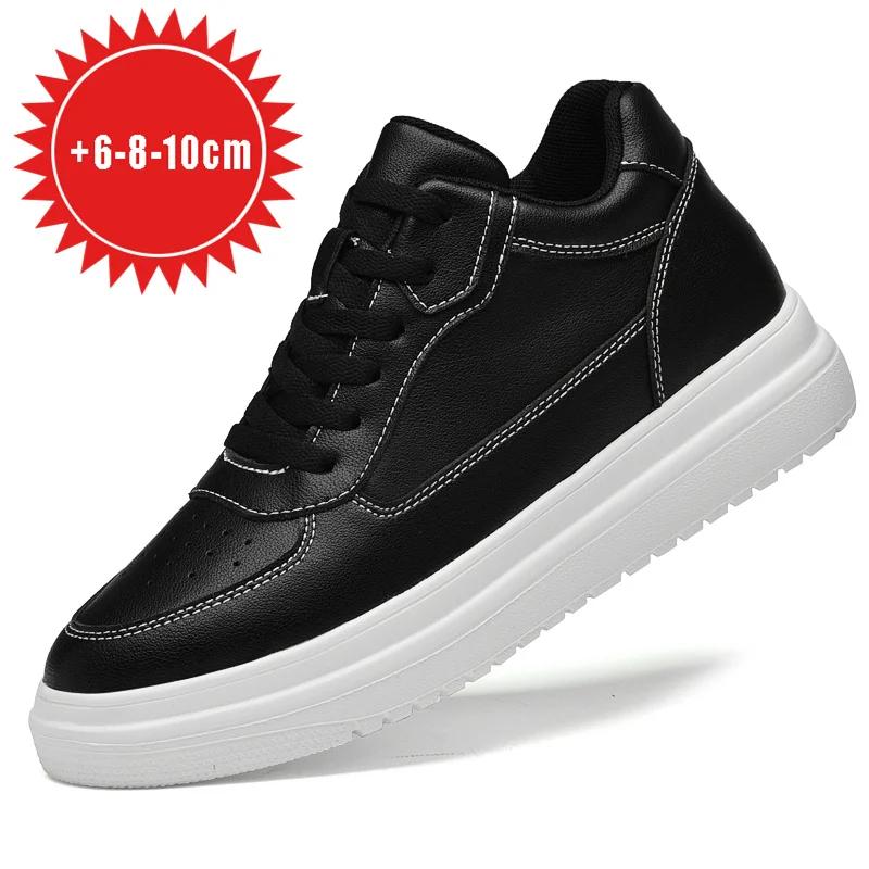 Scarpe con Rialzo in Vera Pelle Uomo Soletta Rialzante Invisibile 6 8 10cm Sneakers Rialzate Più Alte Scarpe in Pelle