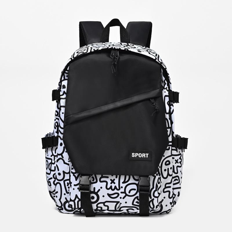 Schoolbag Hip Hop Graffiti School Bag Male Junior High School Student Street Trend Cool High School Backpack Female Large Capacity Elementary School