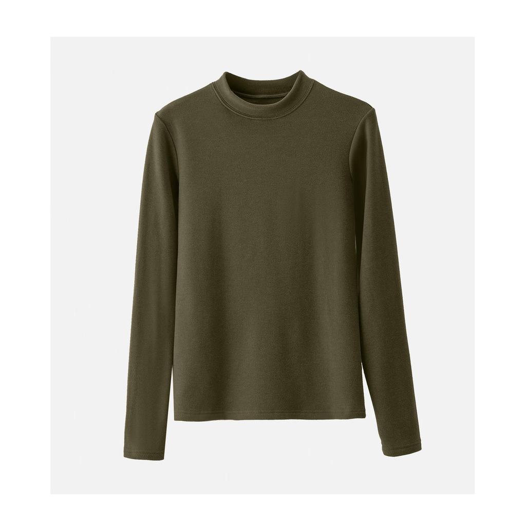 Haut d'automne/hiver en velours à col montant et manches longues, coupe slim pour femme