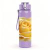 1PC Yellow Rose Flower Bloom Art Print 750ml Color Plastic Sports Water Bottle Leakproof Flip Straw Lid Suitable for Sports Office Home Use