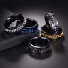 Men's Titanium Steel Rotating Chain Ring - Rotatable Stress Relief Jewelry and Beer Bottle Opener