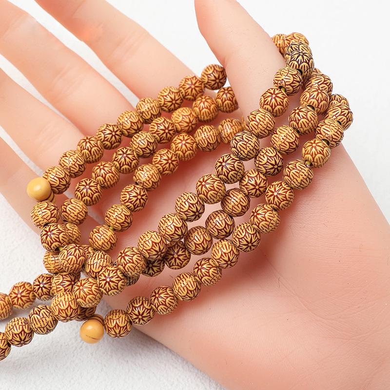 Imitation Wood 99-Bead 8mm Prayer Strand - Kukka-Style Muslim Rosary