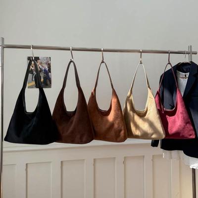 Women's Large Capacity Suede Leather Tote - 2024 Casual Autumn/Winter Shoulder Bucket Bag