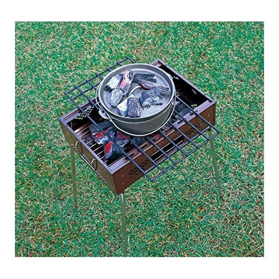 CAPTAIN STAG Camping Barbecue 2way Bonfire Trivet Wide Net [Compatible with Bonfire Stand, Stove, and Grill] Removable Legs Black UG-3260