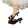 Temperament Evening wind High heel thin heel French slippers Women wear retro cool open-toed slippers in summer