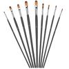 9Pcs Painting Brush Long Rod Nylon Gouache Watercolor Oil Acrylic Artist Paint Tools Black