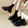 Black Platform British Style Small Leather Shoes Women's 2025 Spring and Autumn New Retro Mary Jane One-pedal Loafers Single Shoes
