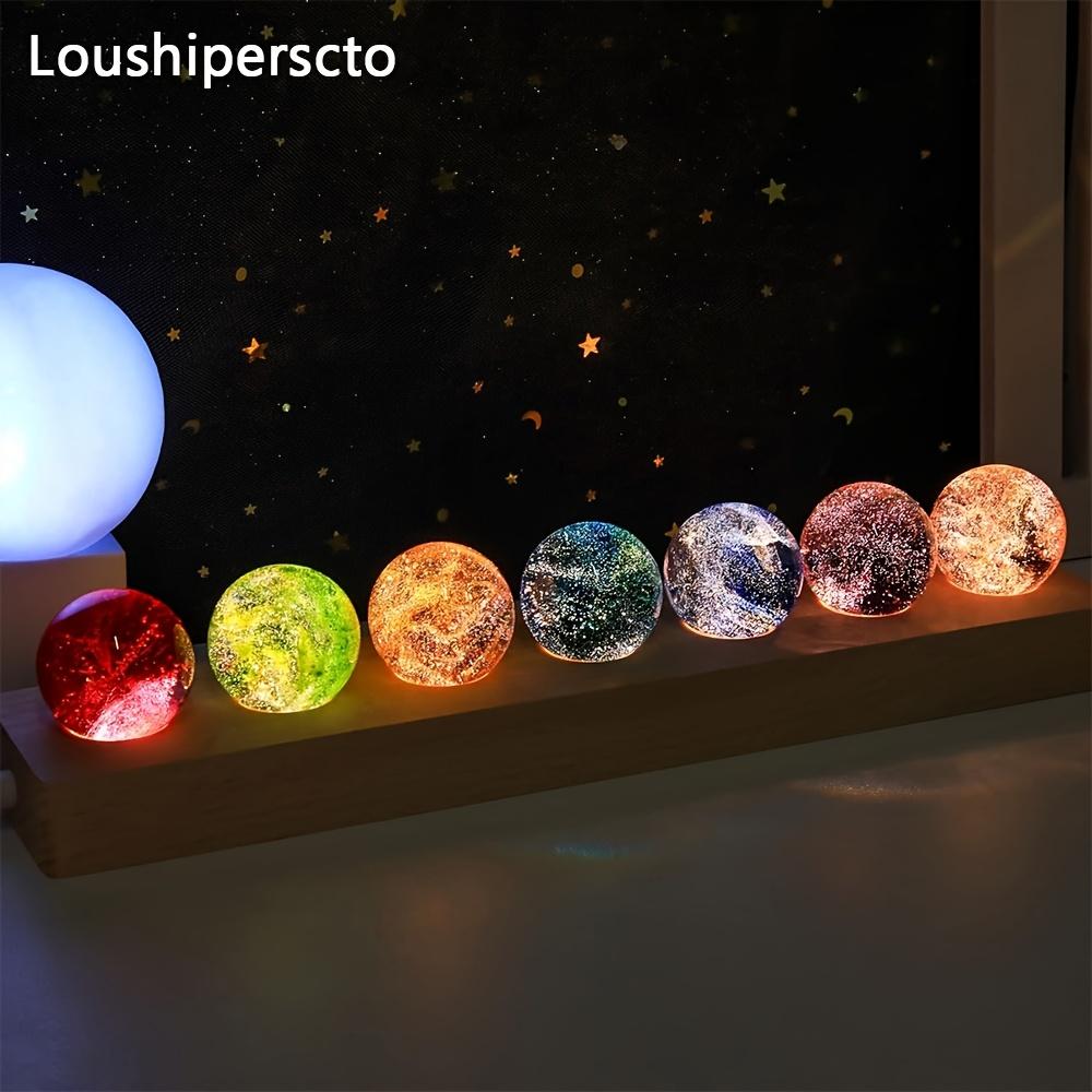 7pcs Spheres LED Night Lighting Crystal Ball Meditation Living Room Decoration Ball Birthday Christmas Mother'S Day Valentine'S Day Graduation Gift