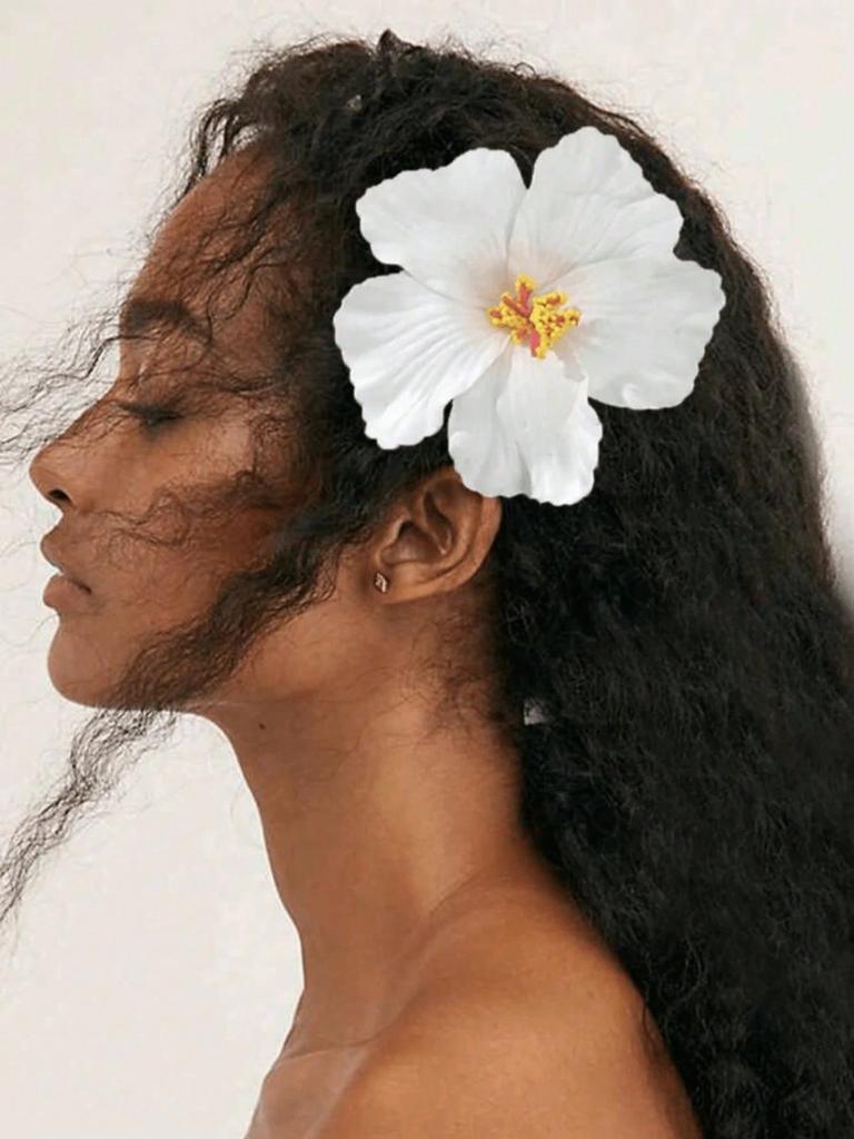 1pc Hawaiian Flower Hair Clip, Artificial Flower Hair Clip, Suitable For Holiday, Beach Party, Summer Tropical Flower Hair Accessory
