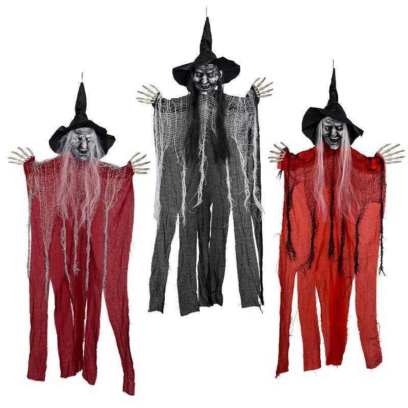 3pcs Witch Hanging Ghost Set Halloween Decoration Witch Ghost Hanging Chamber Scene Photography Props Home Outdoor Decoration