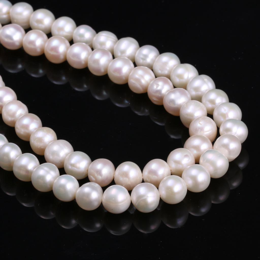 1String, Natural Freshwater Potato Shape Pearl, 7-8mm Loose Spacer Pearl Beads for Jewelry Making DIY Holiday Gift, Women's Crafts, 36cm