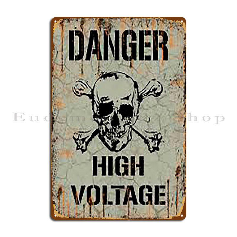 Funny High Voltage Electrical Workstation T Shirt Danger High Voltage Cordmarcos Metal Sign Living Room Custom Tin Sign Poster