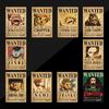 Postere din hârtie kraft One Piece Luffy 1,5 miliarde Bounty Wanted Poster Autocolante de perete anime vintage