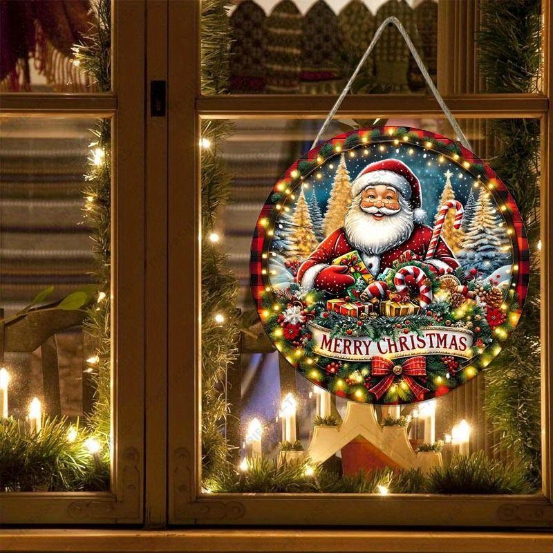 Christmas decoration sign,indoor hanging decorations,wall art,2D flat Wooden products with Santa Claus pattern,Christmas gifts for friends and family