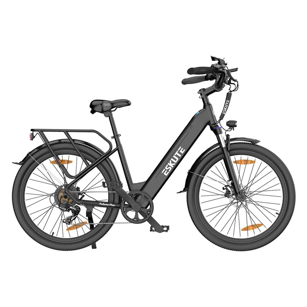 Eskute Polluno Plus26 Alloy Frame E-Bike 250W, 36V 20Ah, Shimano 7-Speed, Taillight, 26" High-Speed Tires Commuter E-Bike for Adult