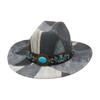 Fashion Design Sense Color Matching Embroidered Jazz Hat Retro Western Cowboy Top Hat Stage Catwalk Concave Stage Hat