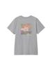 Short Sleeve Cut and Sew Short Sleeve ES Flower Box Logo Mix S T-Shirt, Tee, Women's, Gray,