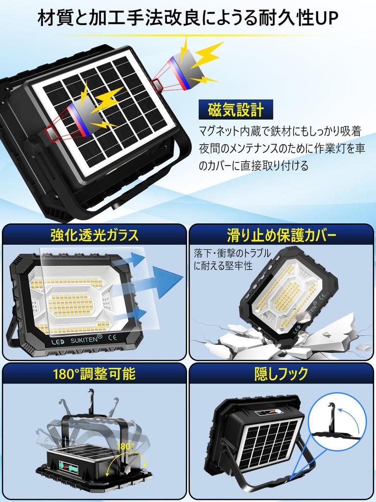 SUKITEN Rechargeable LED Outdoor Work Large IPX4 Ultra Bright Work 5 Lighting Magnetic Ideal for Outdoor Night Disaster Power and Nighttime