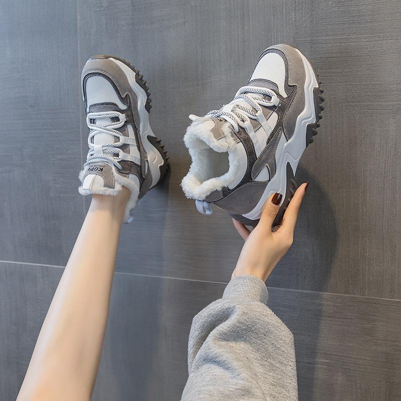 Autumn new velvet thermal shoes women's casual versatile sports shoes street shot heightening shoes women's shoes