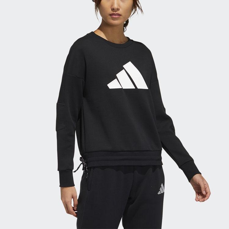 (WMNS) adidas Str Sweat Athleisure Casual Sports Printing Logo Round Neck Pullover Black Hoodie Women's GP0718