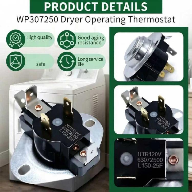 WP307250 Dryer High Limit Thermostat Replacement Home Appliance Repair Part for Frequent Laundry Operations Enduring