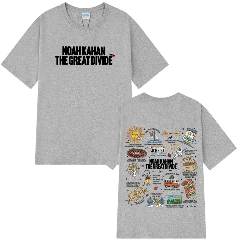 Noah Kahan The Great Divide Tour Grafisch T-shirt Mannen Vrouwen Hip-hop Y2K Shirt Zomer Los Katoenen Tops Streetwear