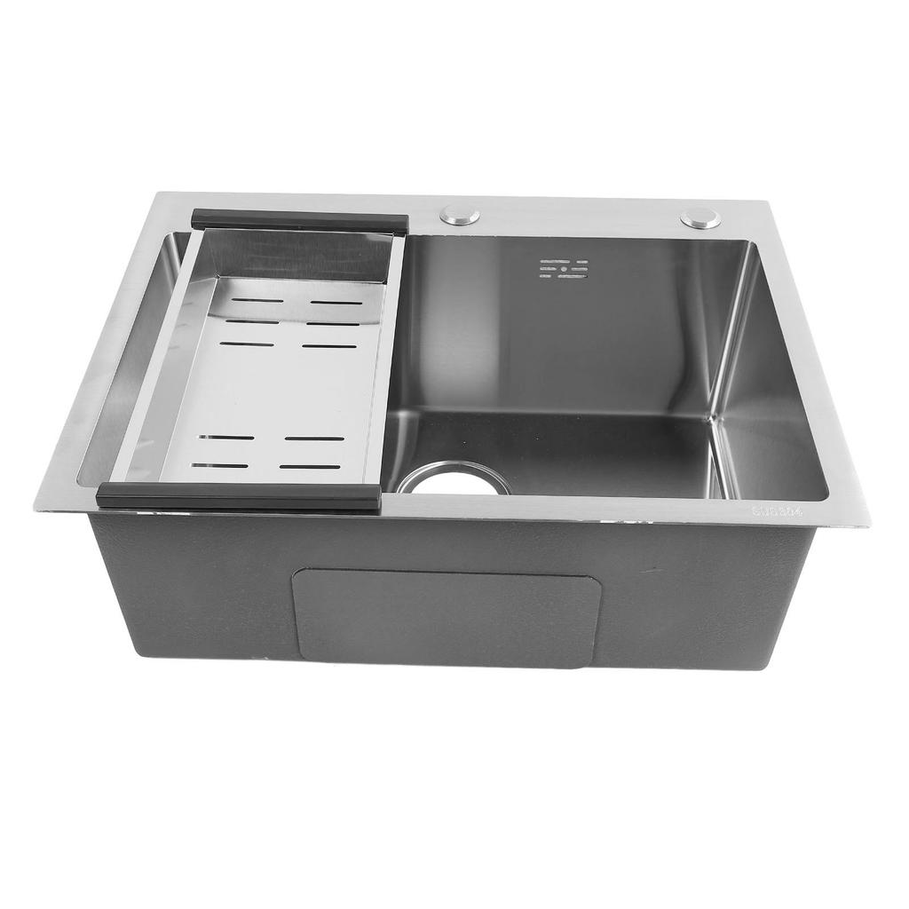 Kitchen Sink 304 Stainless Steel Top Mount Handmade Single Bowl Basin with Accessories for