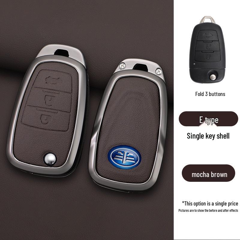 Genuine Leather Key Case for FAW Besturn X40 Remote Key with Buckle