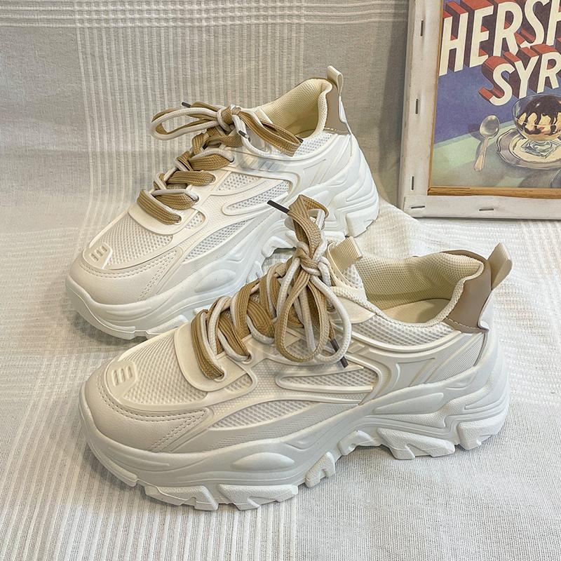 

Fashion Women Flats Sports Shoes Lace Up Vulcanize Shoes Female New Designs White Thick Bottom Platform Casual Sneakers 35 хаки