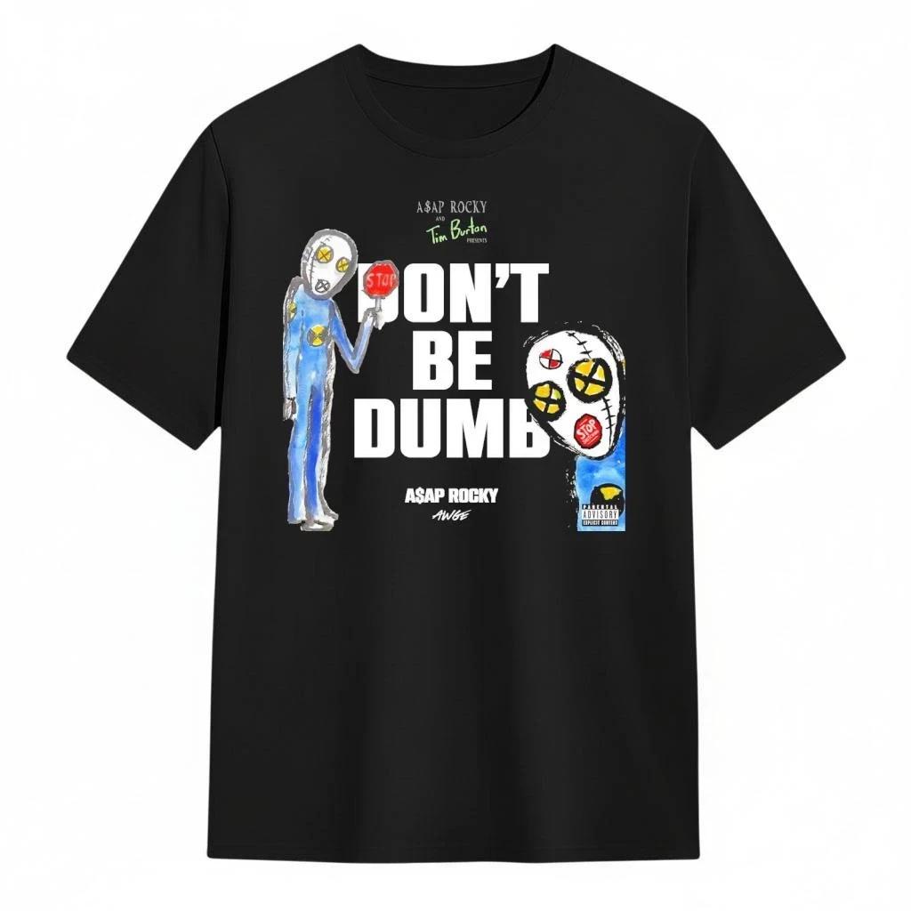 AAP ASAP Rocky Dont Be Dumb Album Grafik 100% Baumwolle Herren Shirt 2026 Sommer Shirts Damen Y2k Hip Hop Kurzarm T-Shirt