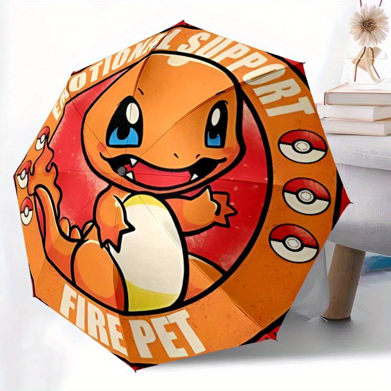 Charmander Campfire Pokémon Automatic Open/Close Umbrella Folding Umbrella,Portable Compact Perfect Gift for Birthday, Christmas0809189