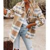 Autumn and Winter Long-sleeved Loose Plaid Shirt Tweed Jacket Female