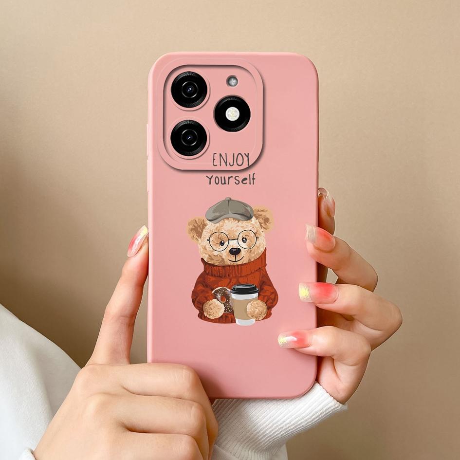 

Чехол для Itel A18s P55 + Tecno Camon 30 Premier Pro, чехол для телефона, модный чехол с изображением медведя панды, высококачественный матовый мягкий силиконовый защитный чехол для камеры с защитой от падения Tecno Spark 20