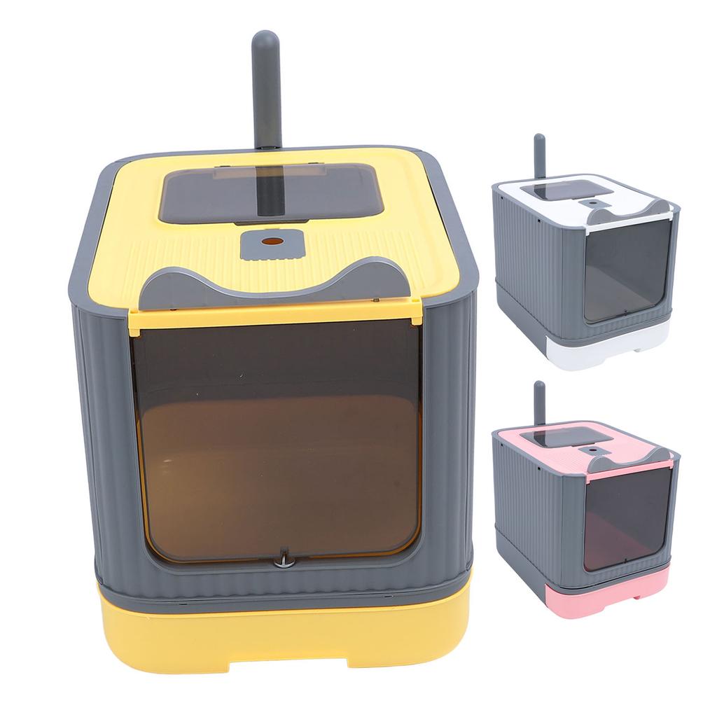 Enclosed Cat Litter Box Large Capacity Top Entry Odor Control Plastic Covered Kitty Litter Box for H