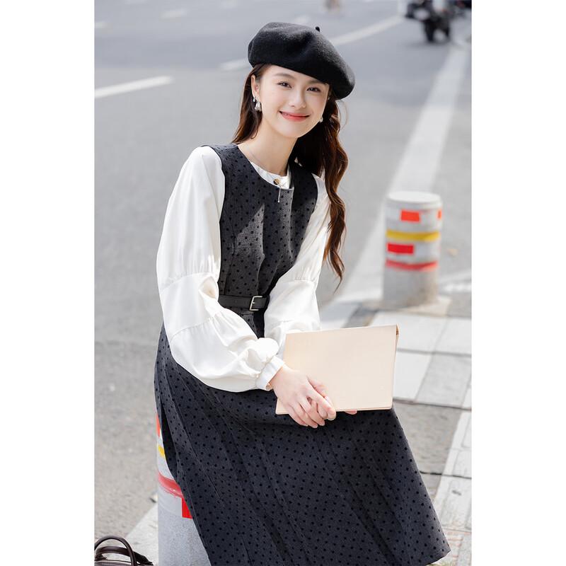 Mocana French Retro Polka Dot Vest Dress