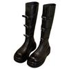 2025 New Belt Buckle Heightened Platform Knight Women's Boots Women's Autumn and Winter New Medium and High Boots Knight Boots