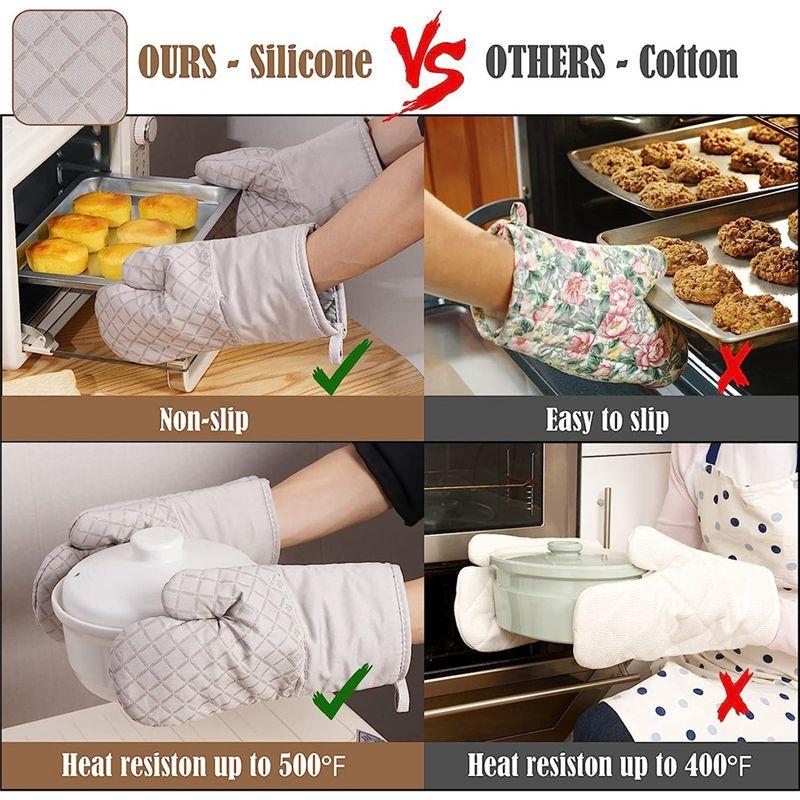 Gute Topflappen und Ofenhandschuhe Hitzebeständig 4 Stück Dicke Baumwolle Rutschfeste Ofenhandschuhe Küchenuntersetzer für den Ofen