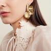18K Gold Petal-Shaped Stud Earrings: High-End European & American Style for Women