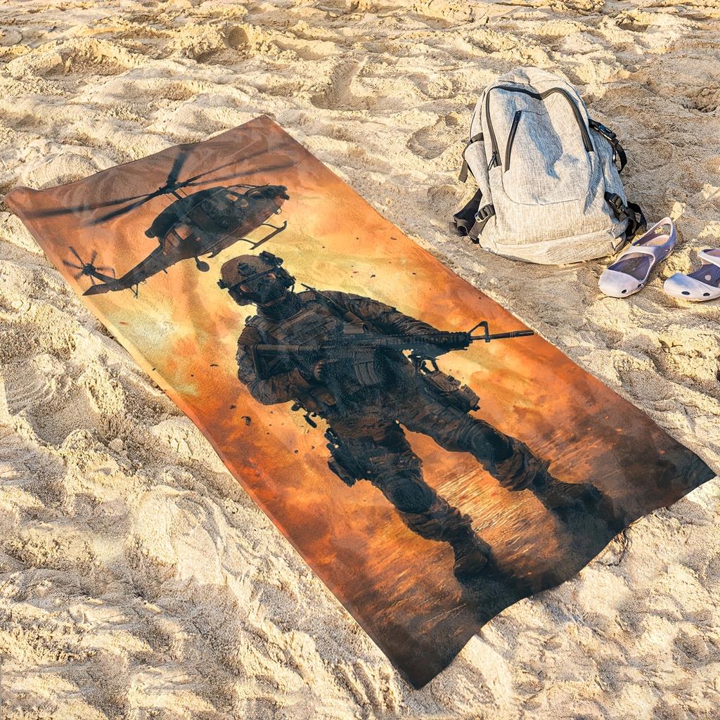 Militär-Thema Mikrofaser Strandtuch, Leicht und Saugfähig für Yoga, Schwimmen, Camping, Fitness