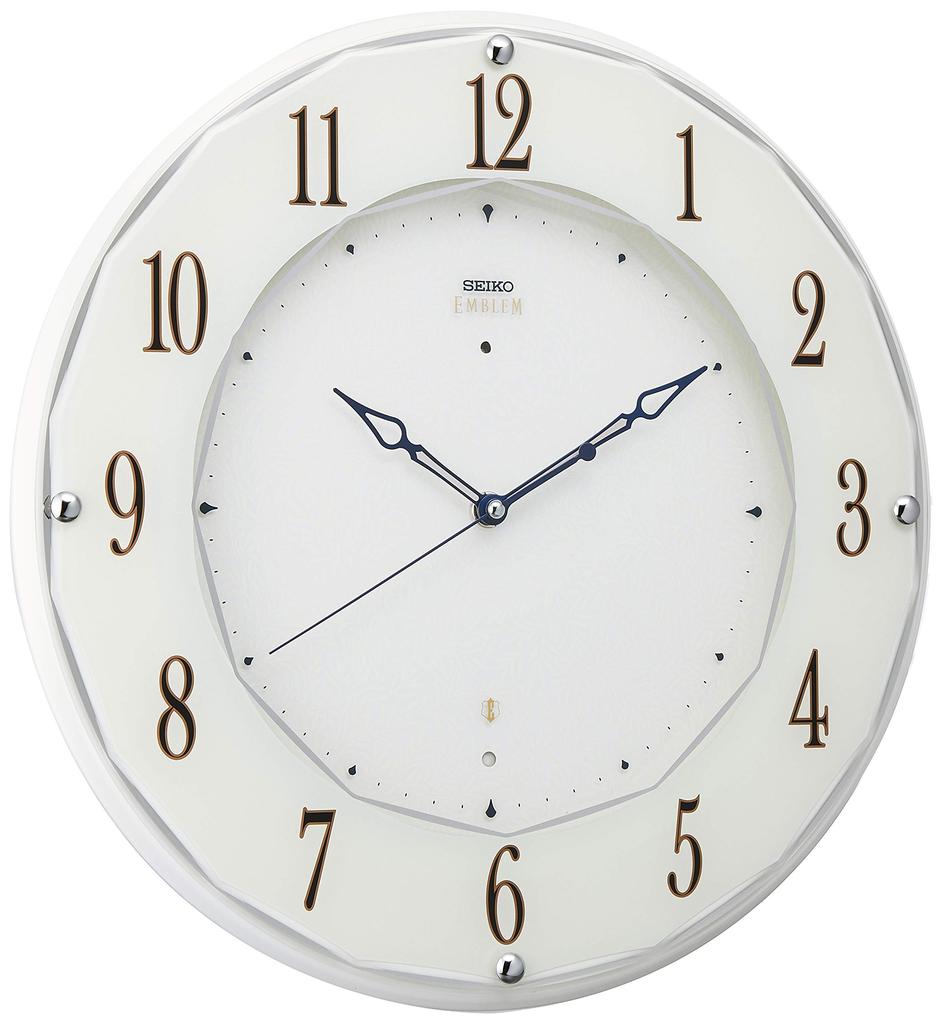 Seiko Clock Wall Clock White Pearl Diameter 320x45mm Radio Analog SEIKO EMBLEM HS524W